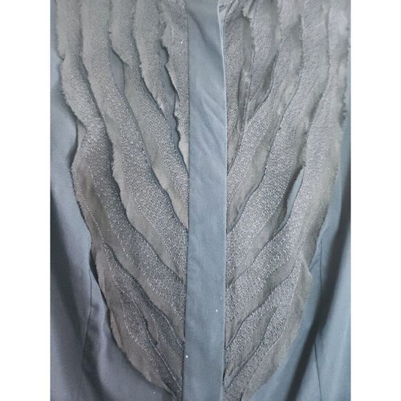 Escada Dark Navy Blue Band Collar Tule Front Detail Made in Germany Blouse EU36 - Picture 7 of 11